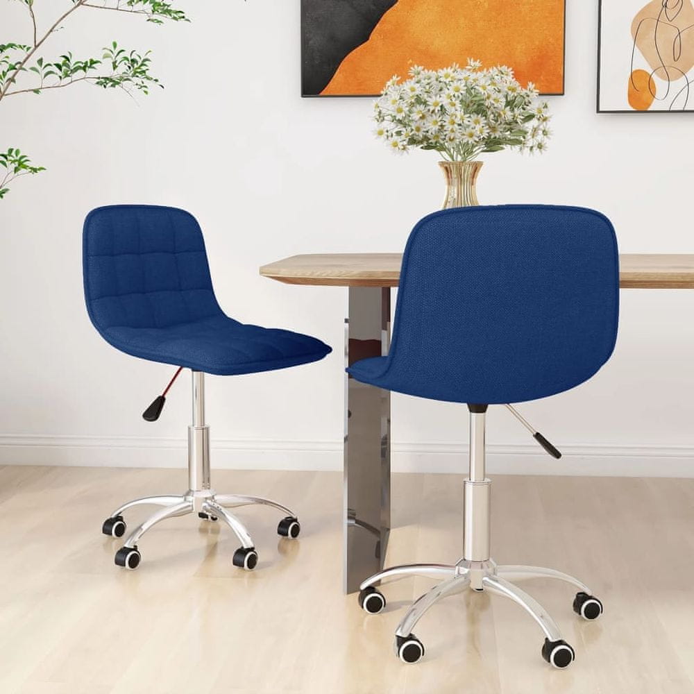 Vidaxl Otočné stoličky, 2 ks, modré, čalúnené látkou